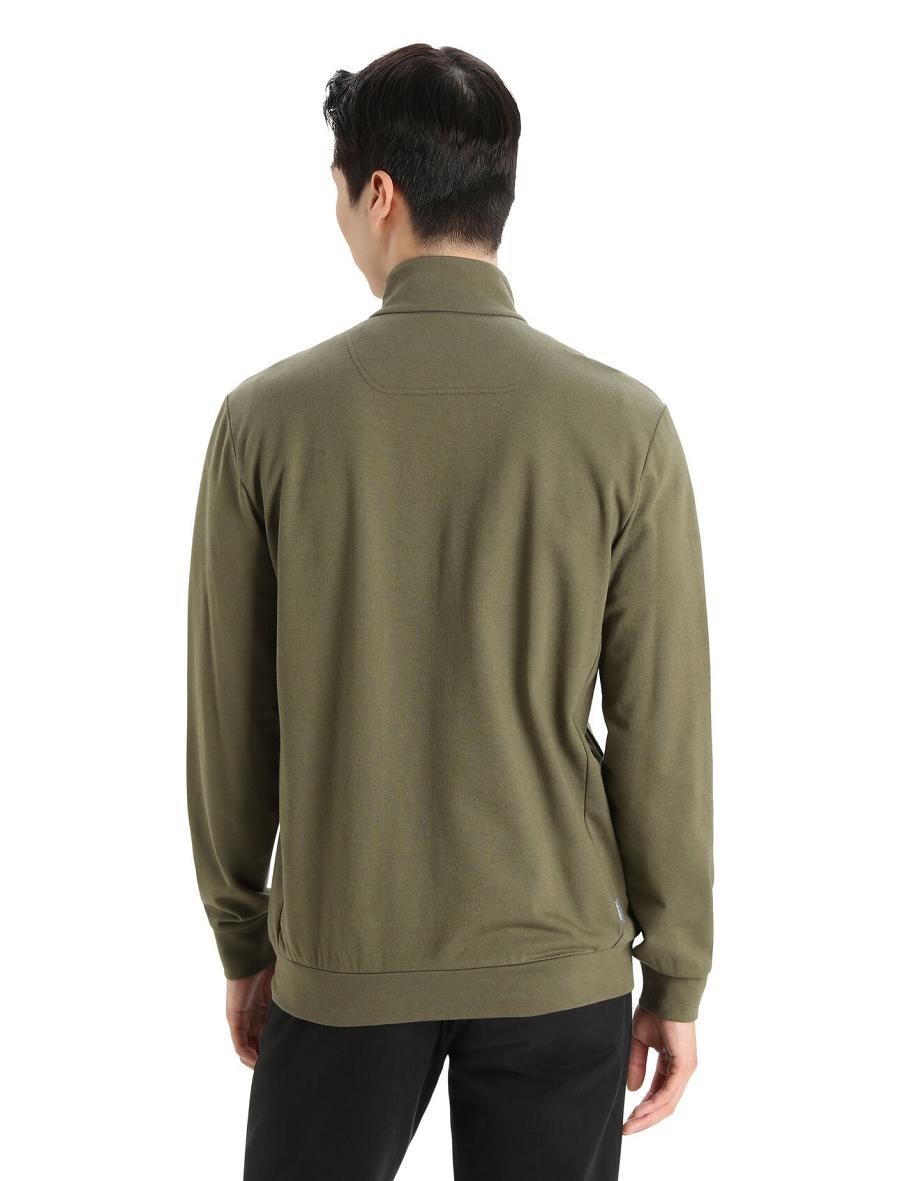 Men's Icebreaker Merino Central II Long Sleeve Zip Hoodie Loden | CA 1667DFMN